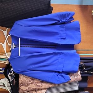 Charlotte Russe Ruched 3/4 Sleeve Royal Blue Blazer Size Small